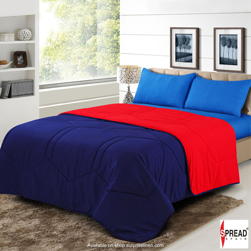 Spread Spain - Vibgyor Soft and Light Weight Microfiber Reversible AC Quilt/Comforter (Red / Navy Blue)