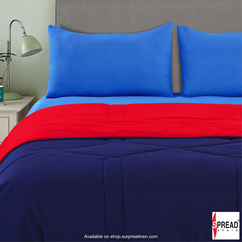 Spread Spain - Vibgyor Soft and Light Weight Microfiber Reversible AC Quilt/Comforter (Red / Navy Blue)