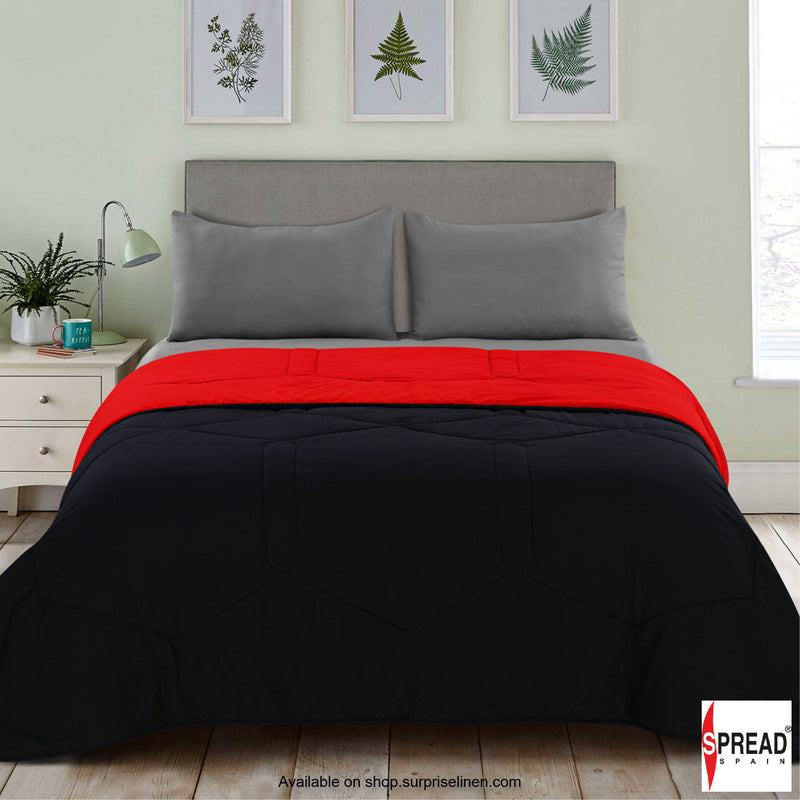 Spread Spain - Vibgyor Soft and Light Weight Microfiber Reversible AC Quilt/Comforter (Red/Black)
