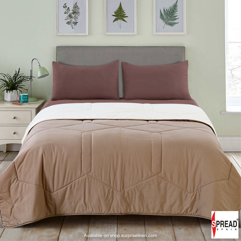 Spread Spain - Vibgyor Soft and Light Weight Microfiber Reversible AC Quilt/Comforter (Beige/Cream)