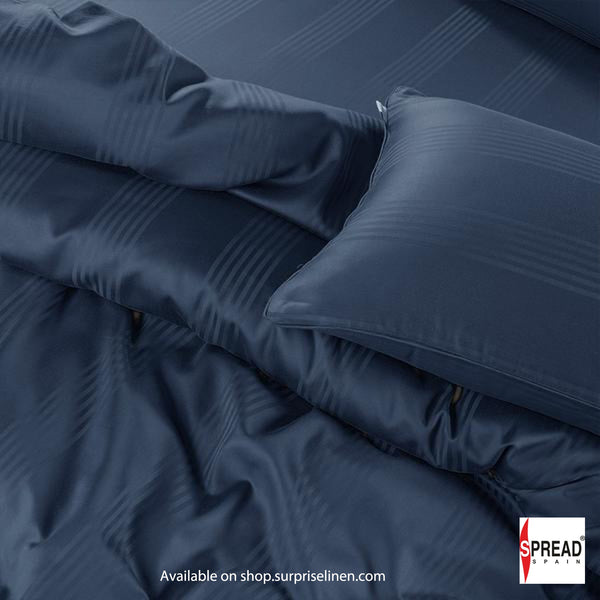 Spread Spain - 450TC Premium Cotton Barcode Bedsheet Set (Midnight Blue)