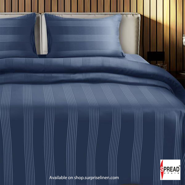 Spread Spain - 450TC Premium Cotton Barcode Bedsheet Set (Midnight Blue)
