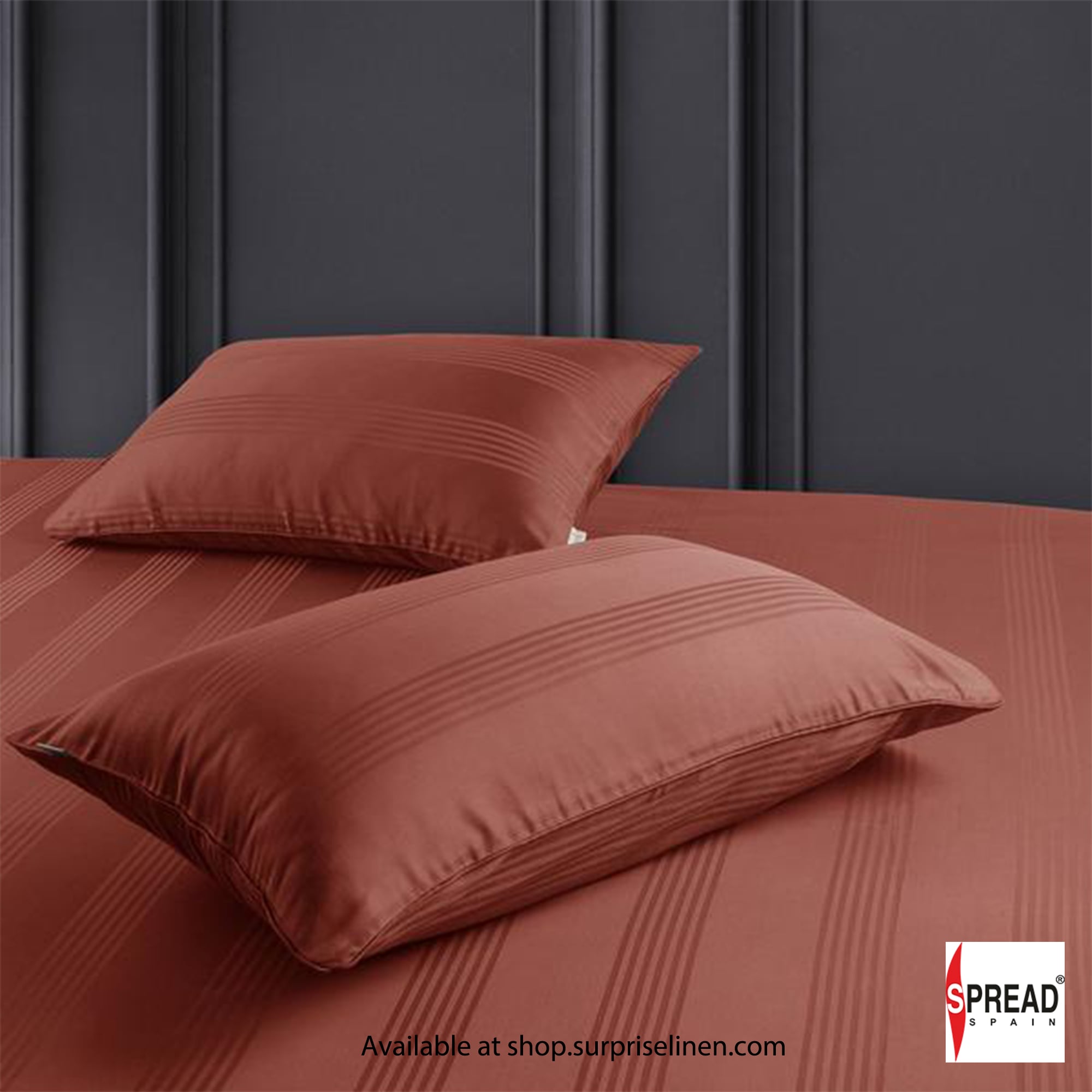 Spread Spain - 450Thread Count Premium Cotton Barcode Bedsheet Set (Brick)