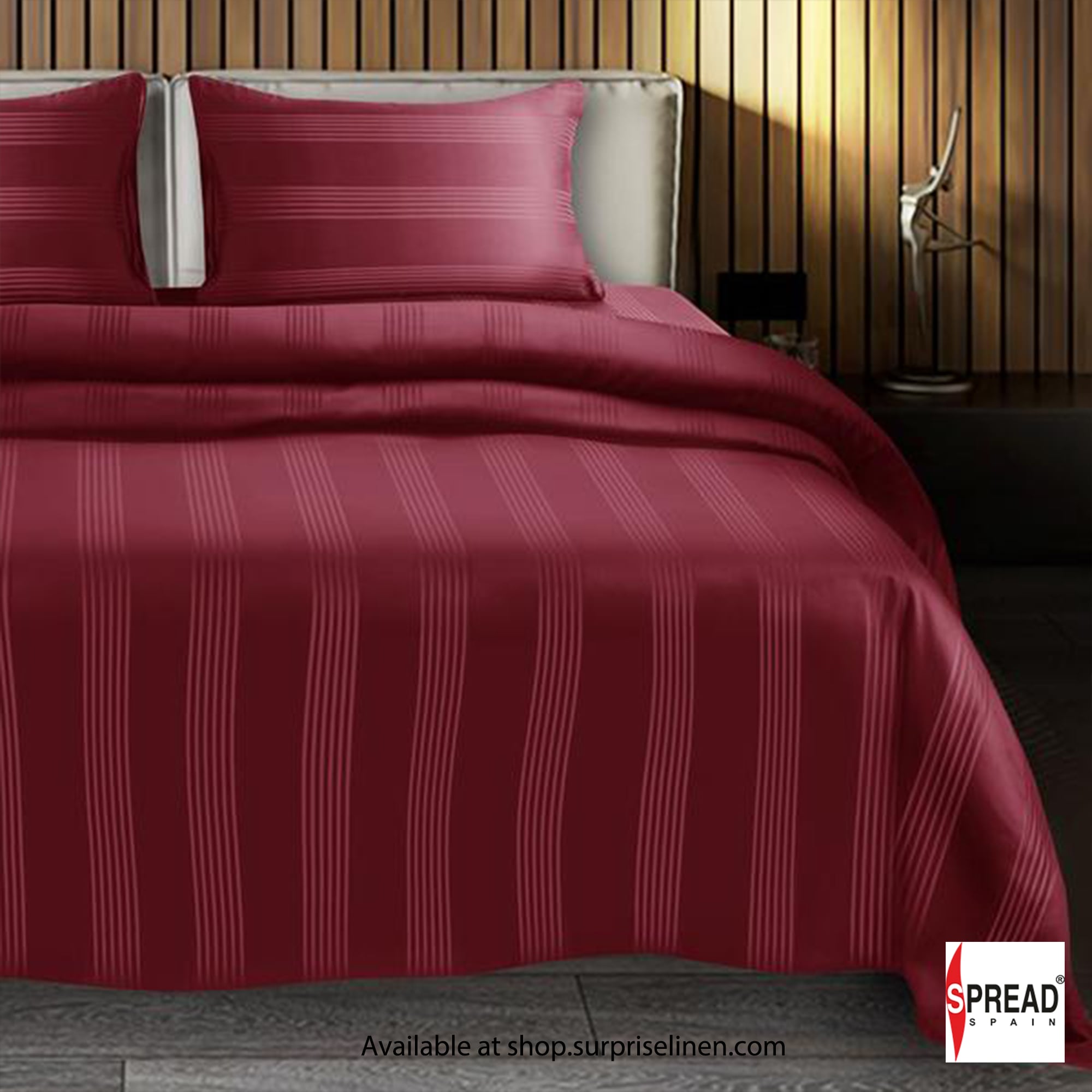 Spread Spain - 450Thread Count Premium Cotton Barcode Bedsheet Set (Burgandy)