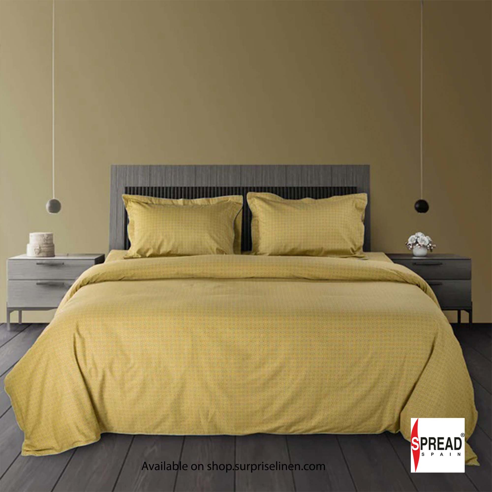 Spread Spain - The Geo Tokyo 500 Thread Count Cotton Bedsheet Set (Deep Yellow)