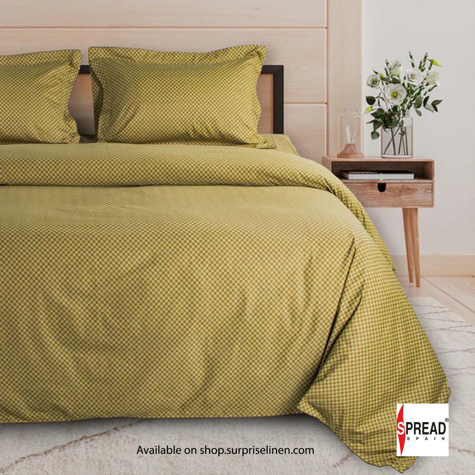 Spread Spain - The Geo Tokyo 500 Thread Count Cotton Bedsheet Set (Light Olive)