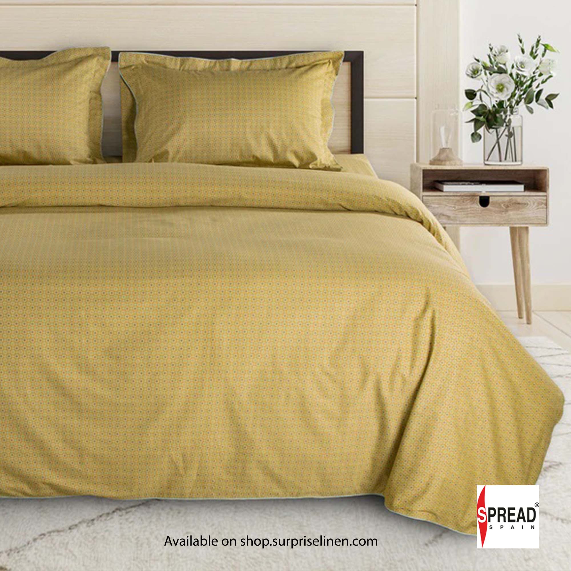 Spread Spain - The Geo Tokyo 500 Thread Count Cotton Bedsheet Set (Deep Yellow)