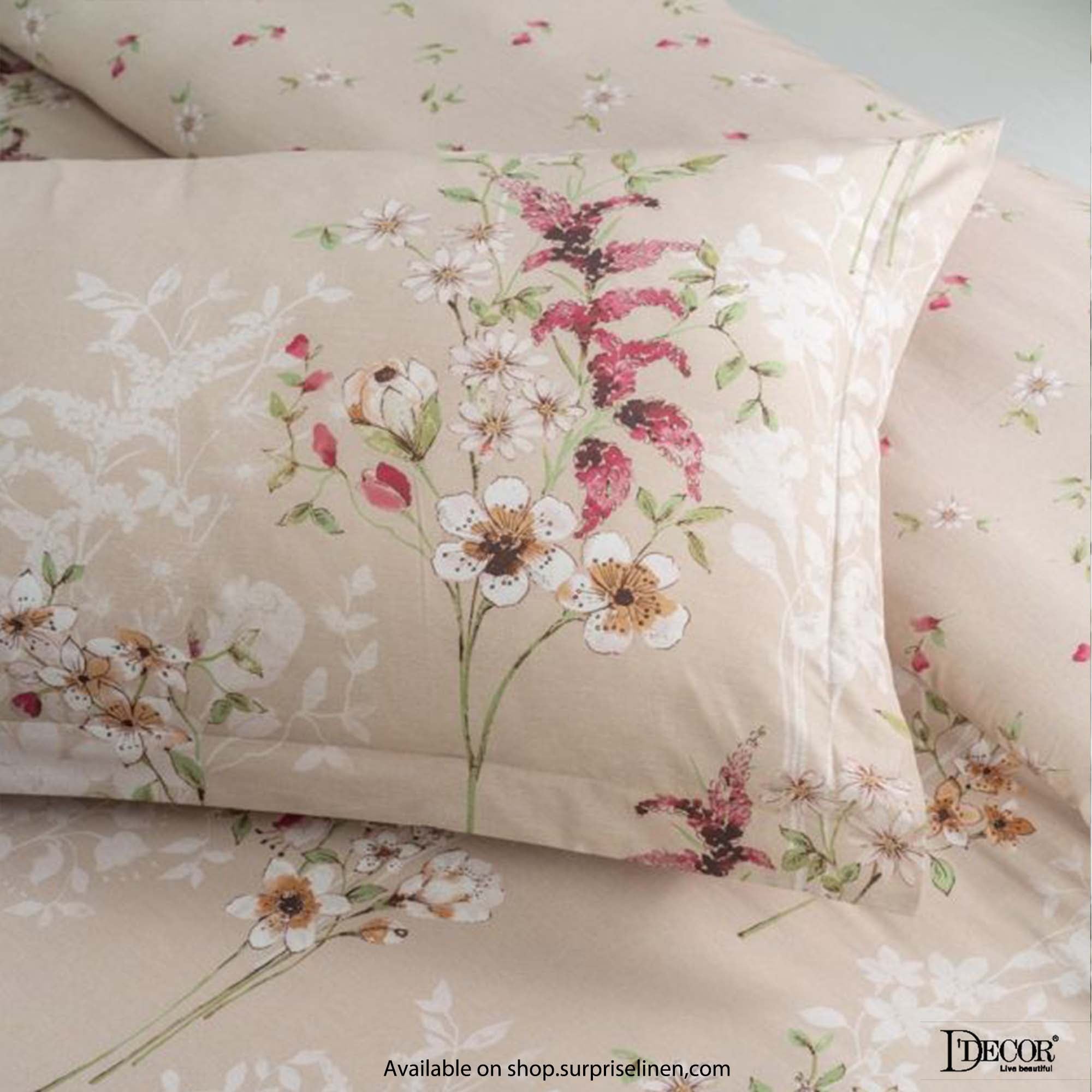 D'Decor - Primary Collection 100% Cotton Queen Size 3 Pcs Bedsheet Set (Light Pink)