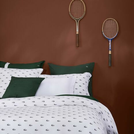 Lacoste - Once Upon a Crocodile 3 Pcs Duvet Cover Set made in 100% Organic Cotton (White)