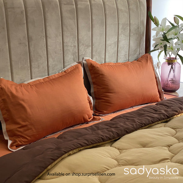 Sadyaska - Customisable Double Bed Reversible Quilt (Orange & Beige)