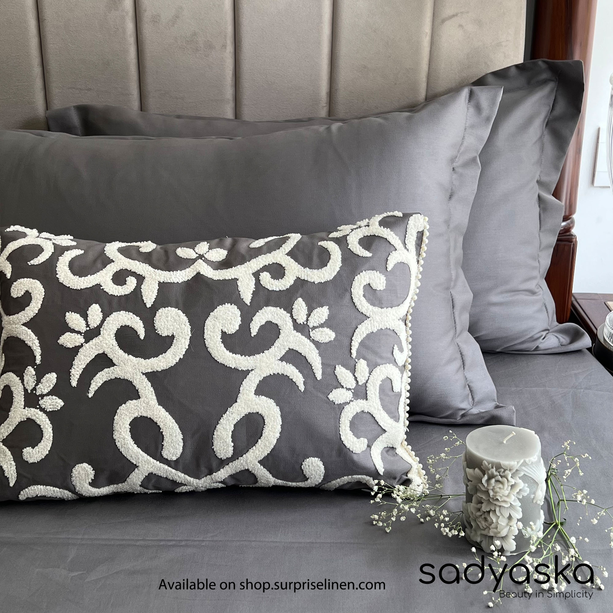 Sadyaska - Treasure Collection Glace Bedsheet Set (Elephant Grey)