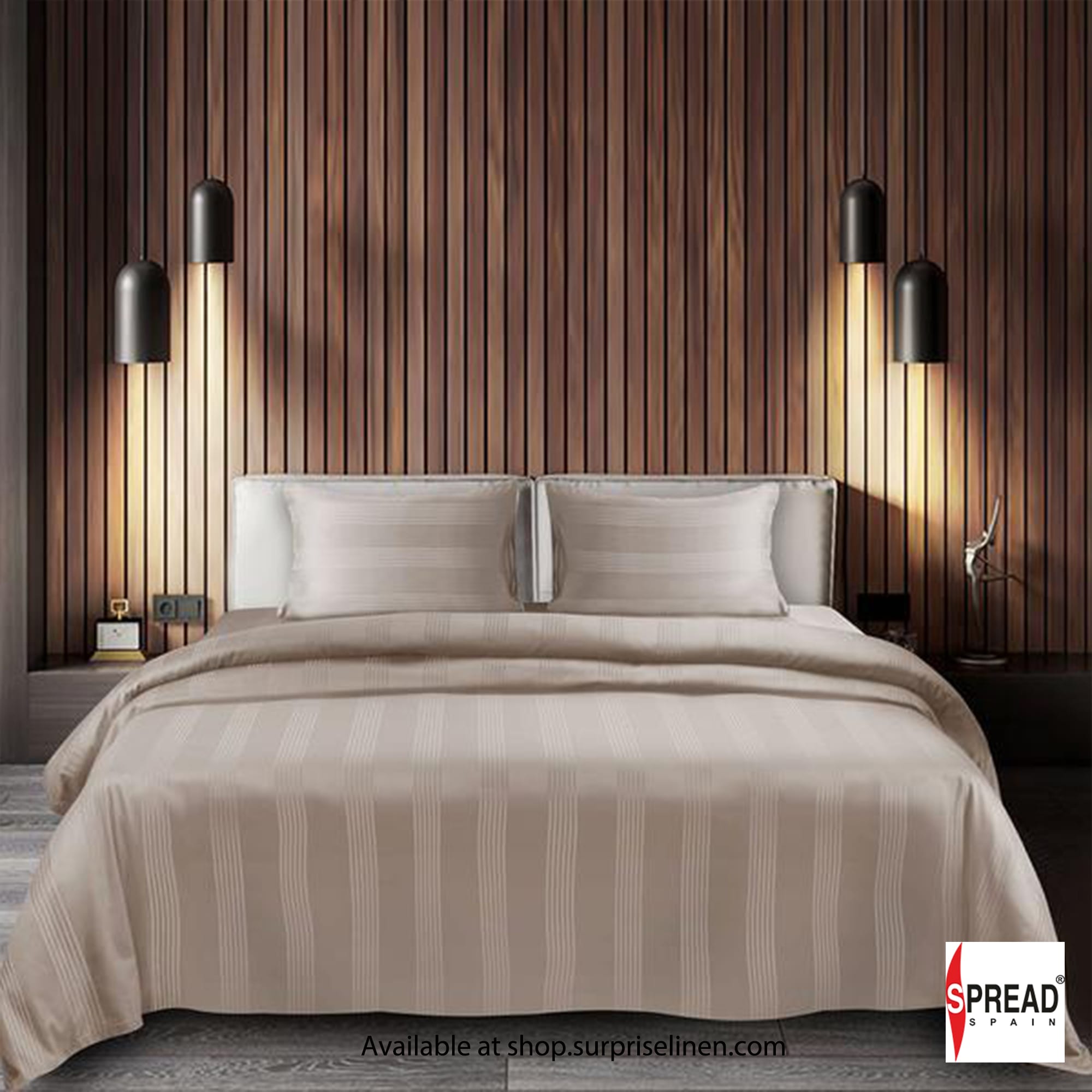 Spread Spain - 450Thread Count Premium Cotton Barcode Bedsheet Set (Taupe)