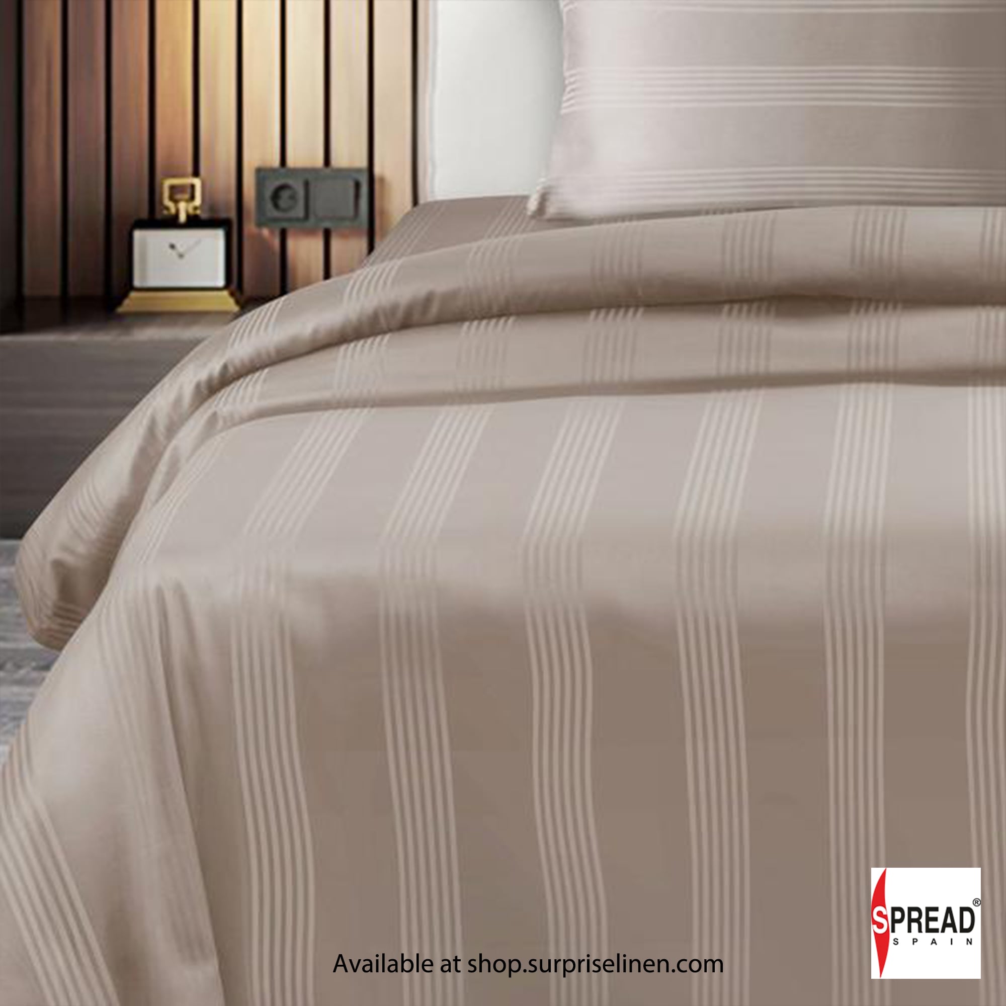 Spread Spain - 450Thread Count Premium Cotton Barcode Bedsheet Set (Taupe)